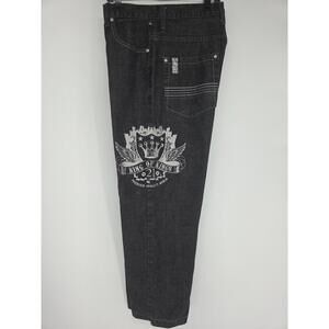 VTG 90s Southpole King‎ Of Kings Jeans 32 Black Y2K Wide Skate Embroidered